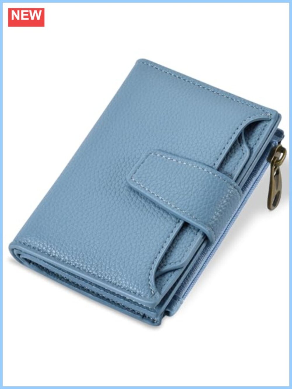 RFID Blocking Vegan Leather Bifold Wallet with Zipper Coin Pocket